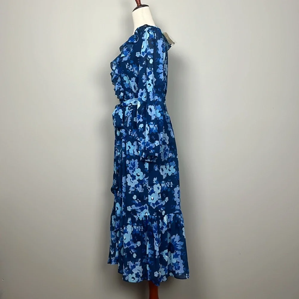 NWT J Crew Long Sleeve Wrap Dress in Watercolor Begonia / SZ 8‎